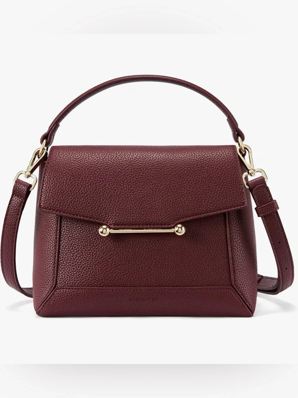 Bostanten Vegan Leather Structured Crossbody Purse Burgundy